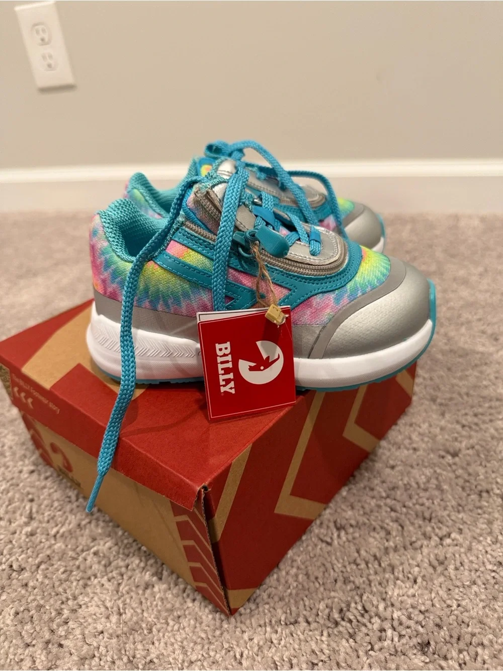 Kids Tie-Dye Sneakers with Teal Accents